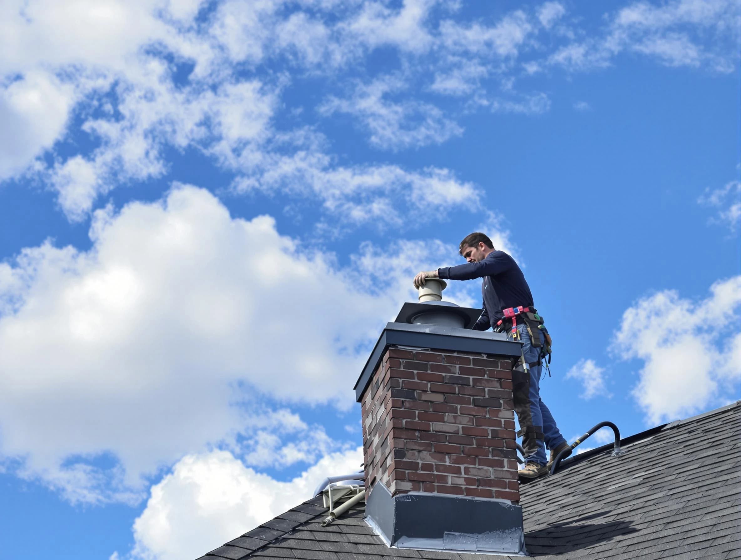 Centerville Chimney Sweep installing a sturdy chimney cap in Centerville, TN
