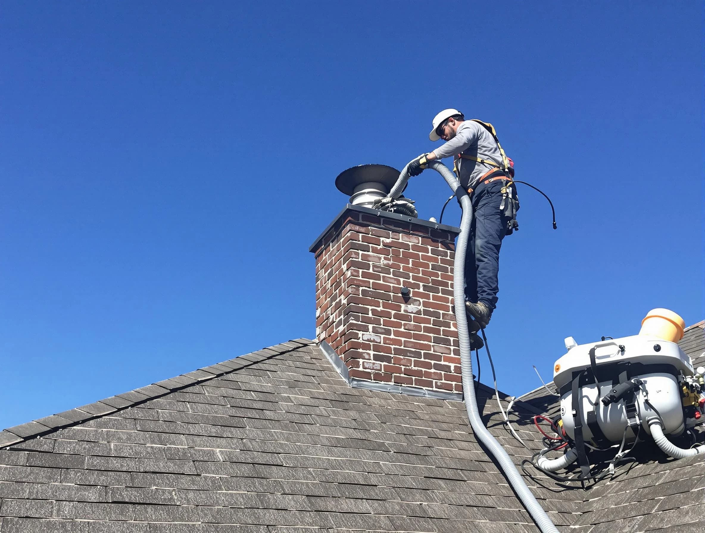 Dedicated Centerville Chimney Sweep team member cleaning a chimney in Centerville, TN