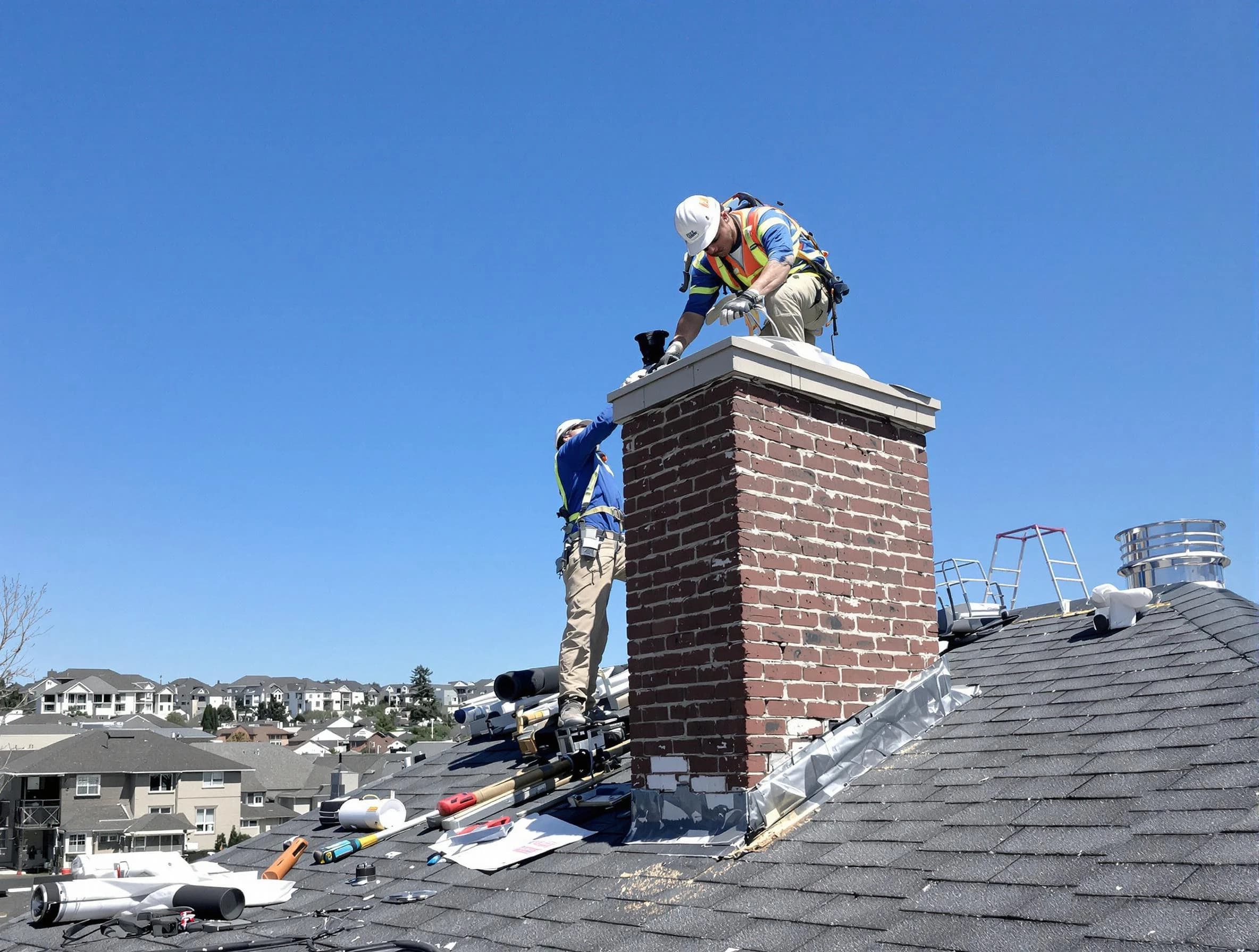 Centerville Chimney Sweep repairing a chimney crown in Centerville, TN