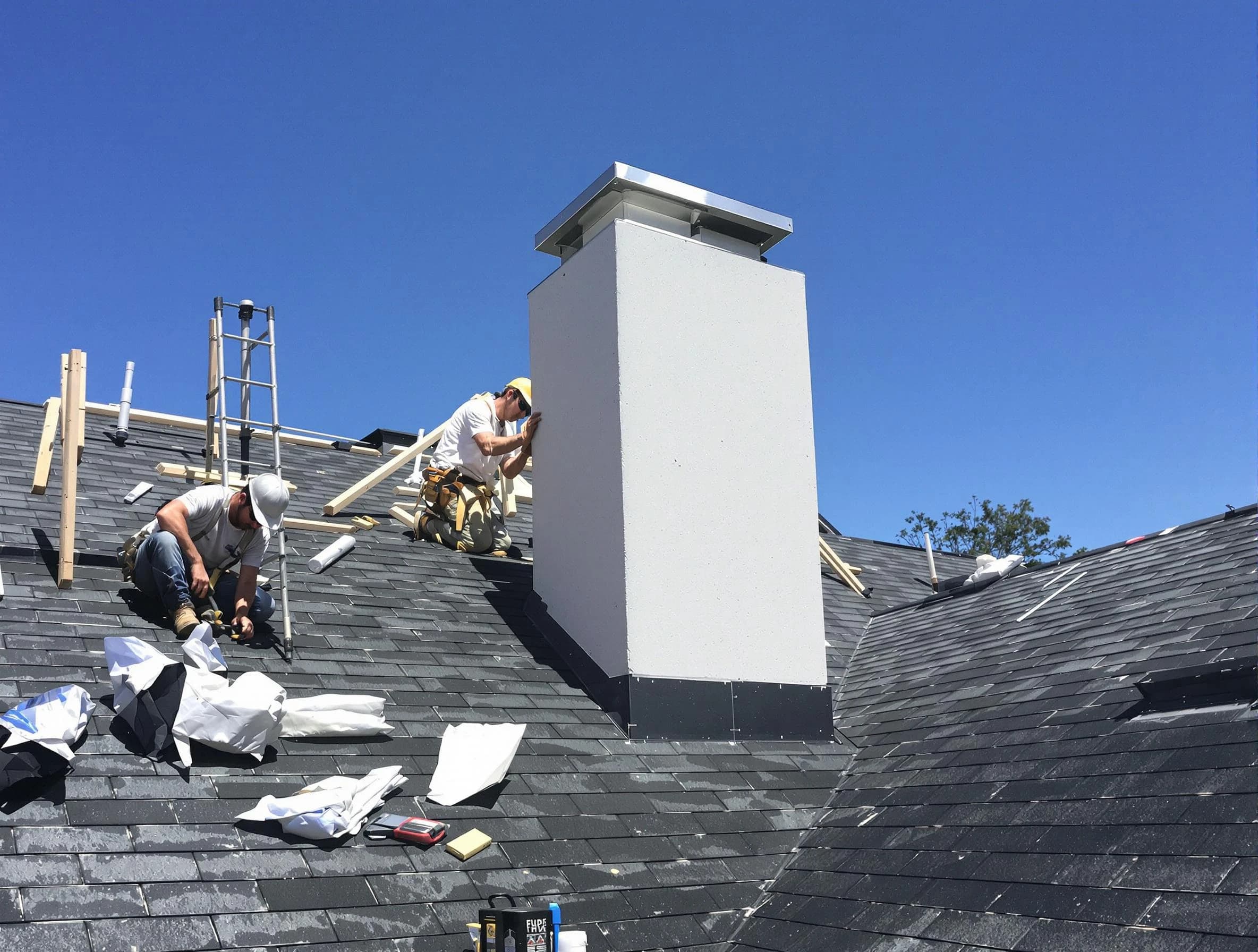 Centerville Chimney Sweep crew installing a new chimney in Centerville, TN