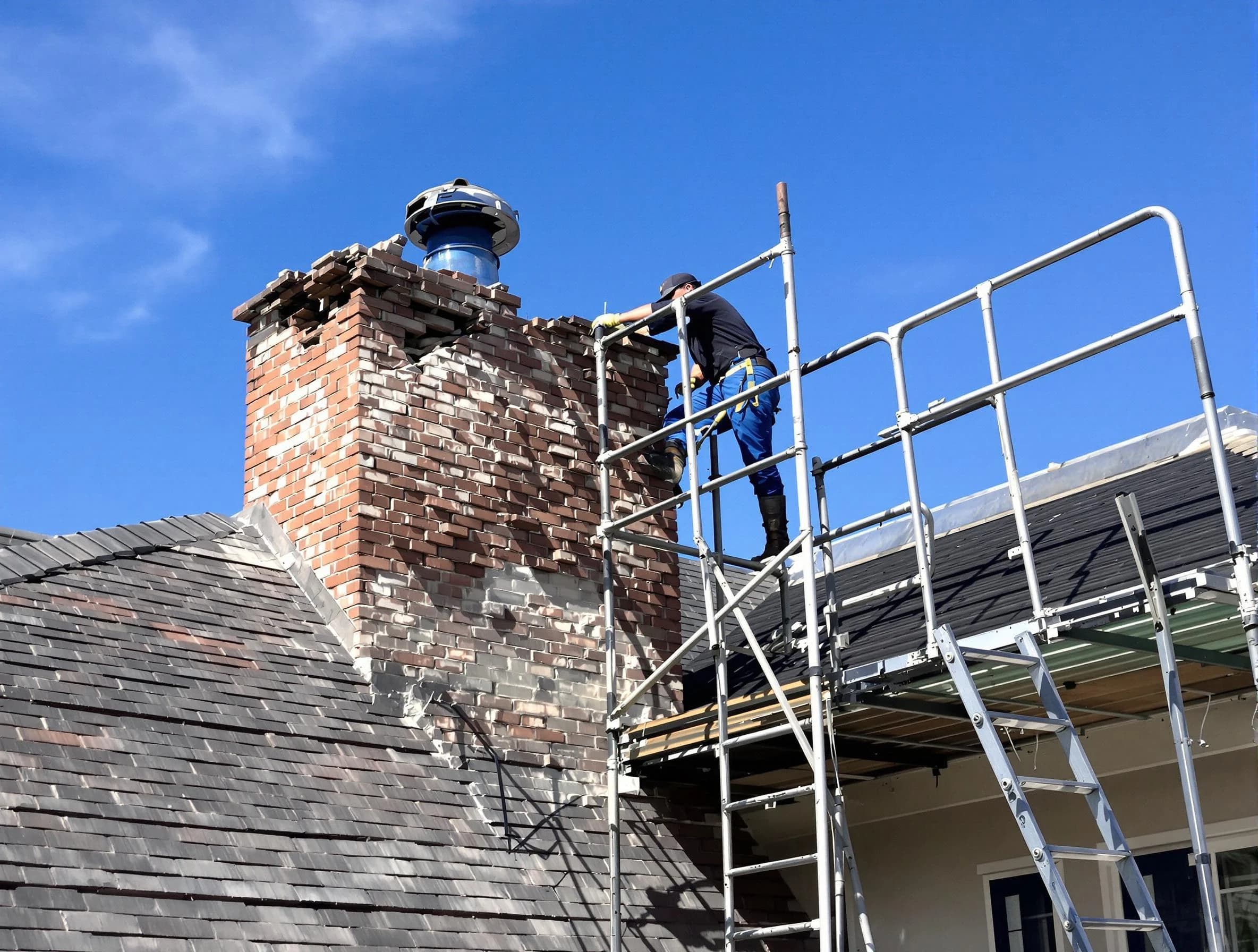 Rebuilding a chimney structure by Centerville Chimney Sweep in Centerville, TN