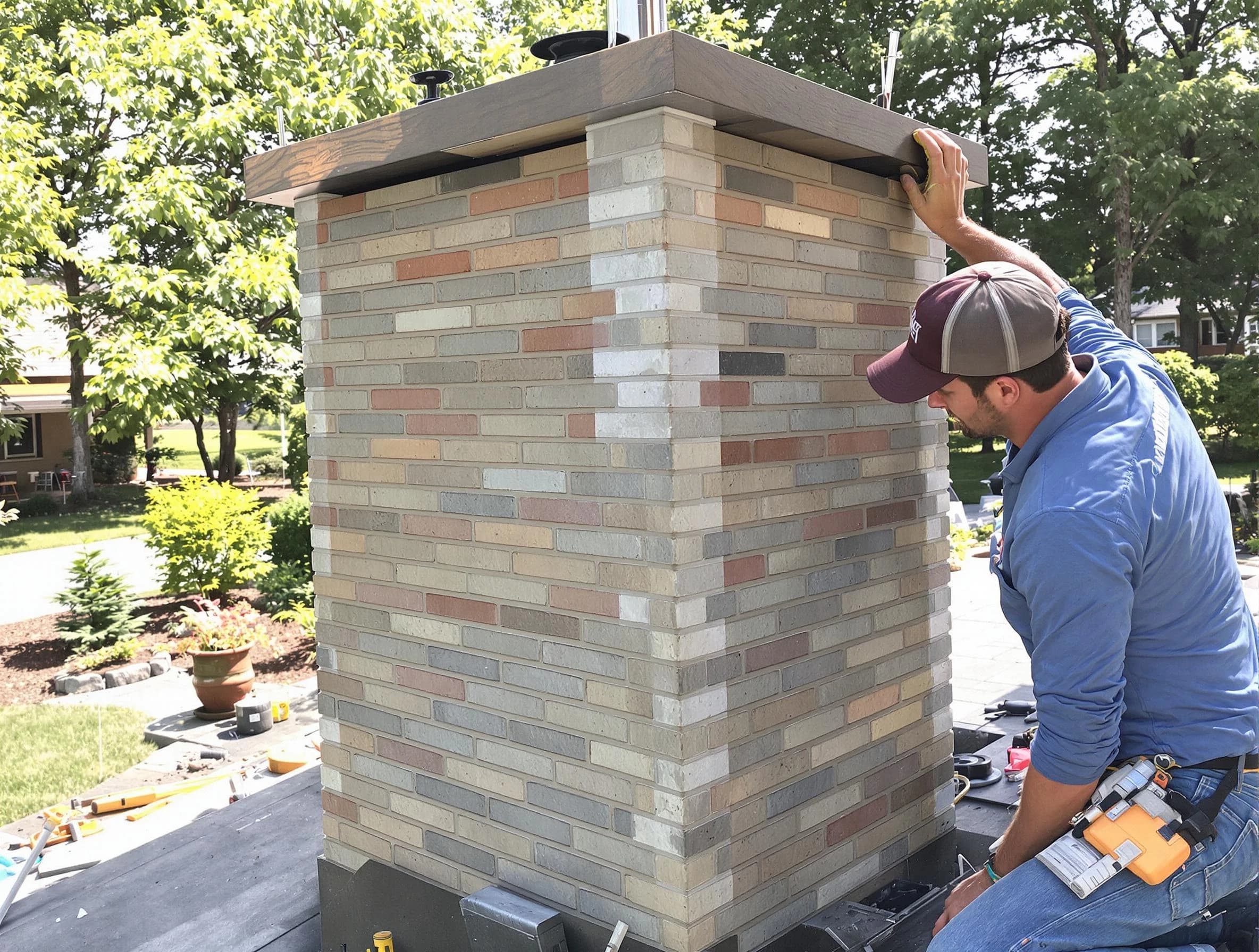 Centerville Chimney Sweep completing a modern chimney remodel in Centerville, TN