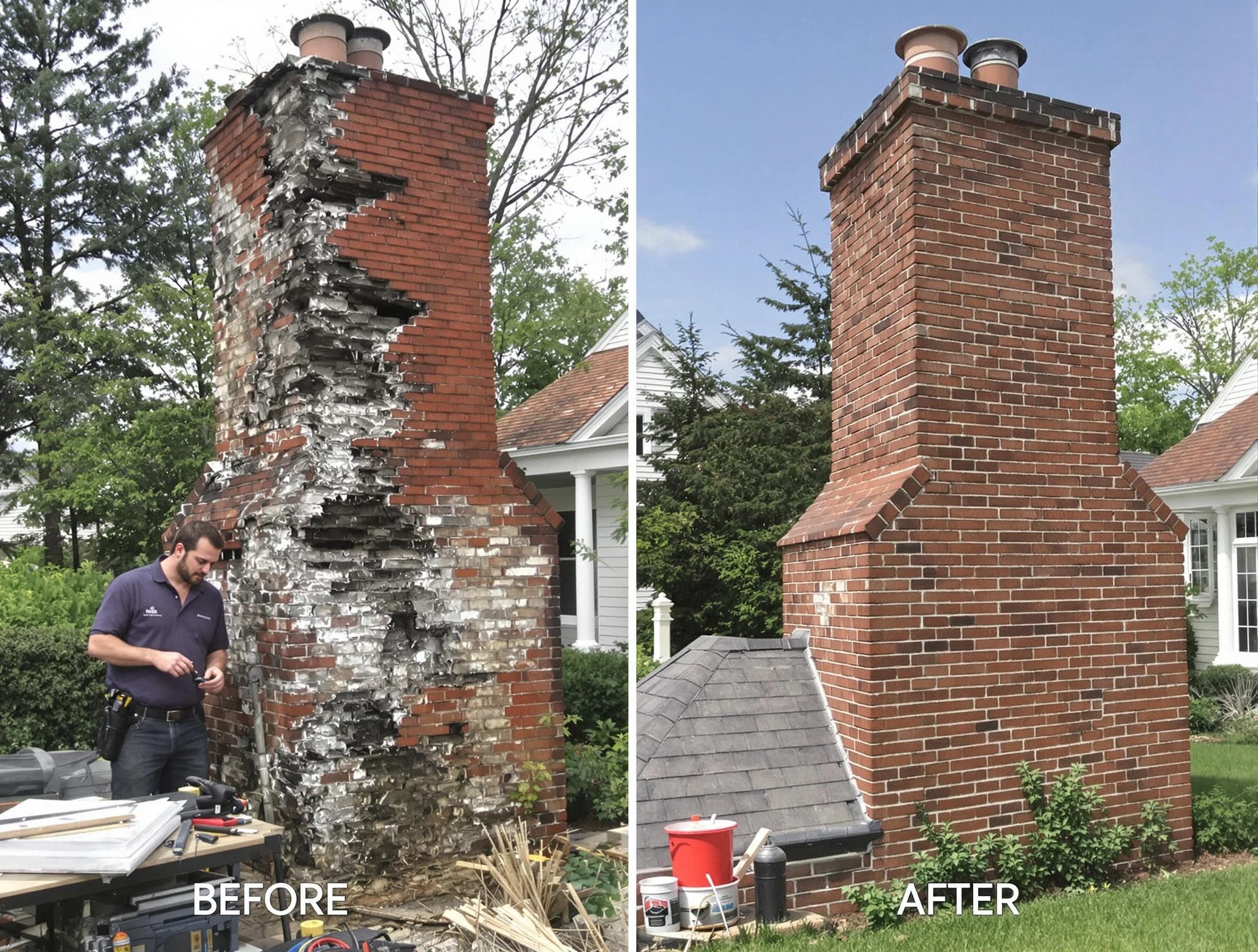Centerville Chimney Sweep performing a full chimney restoration in Centerville, TN