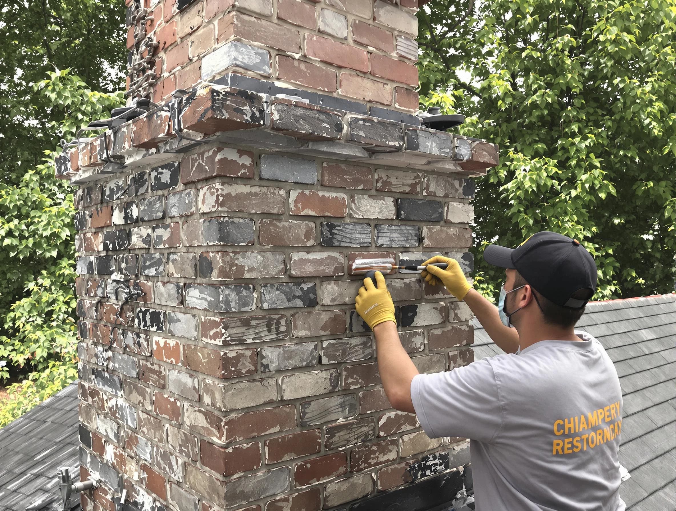 In-progress chimney restoration by Centerville Chimney Sweep in Centerville, TN