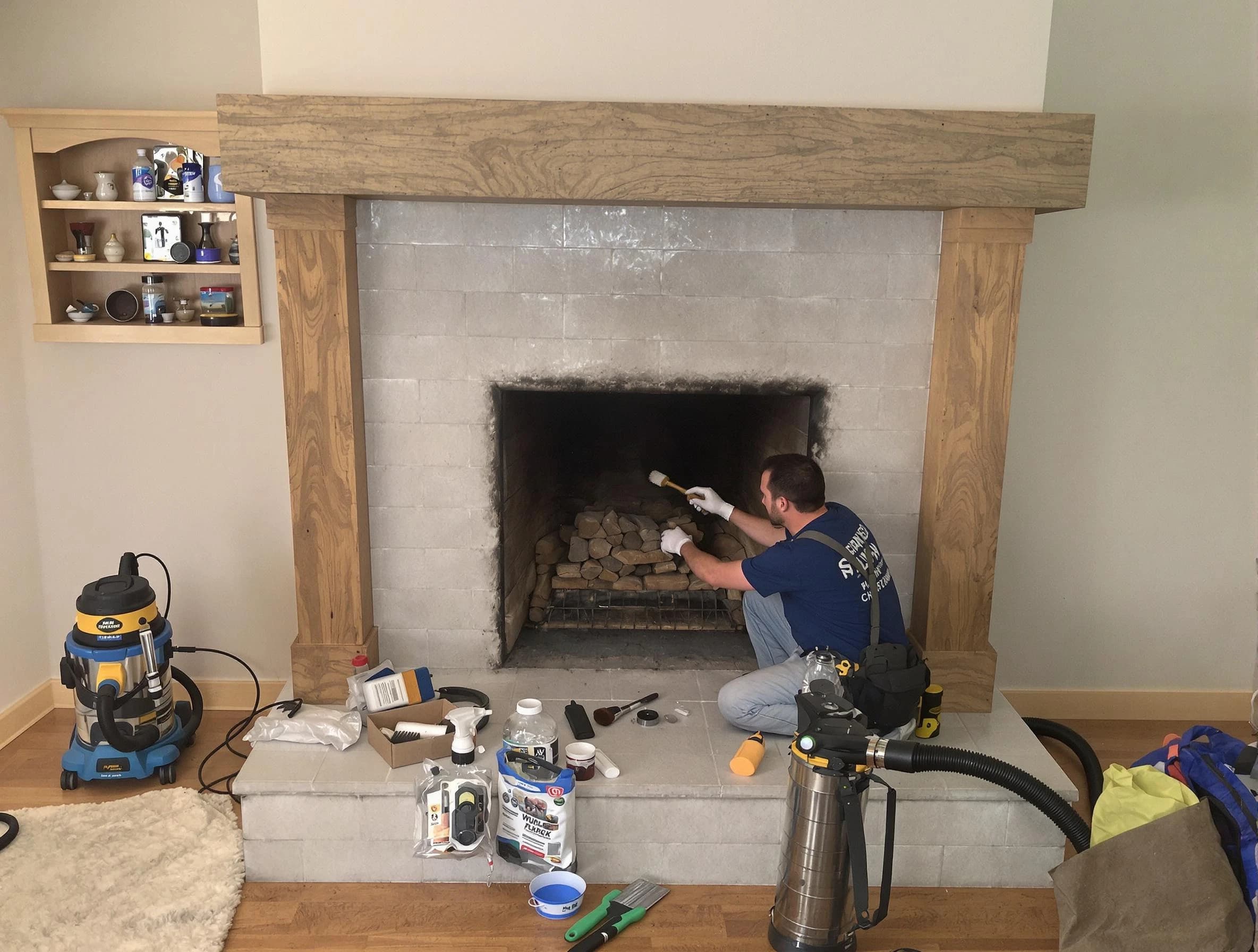 Detailed creosote removal process by Centerville Chimney Sweep in Centerville, TN