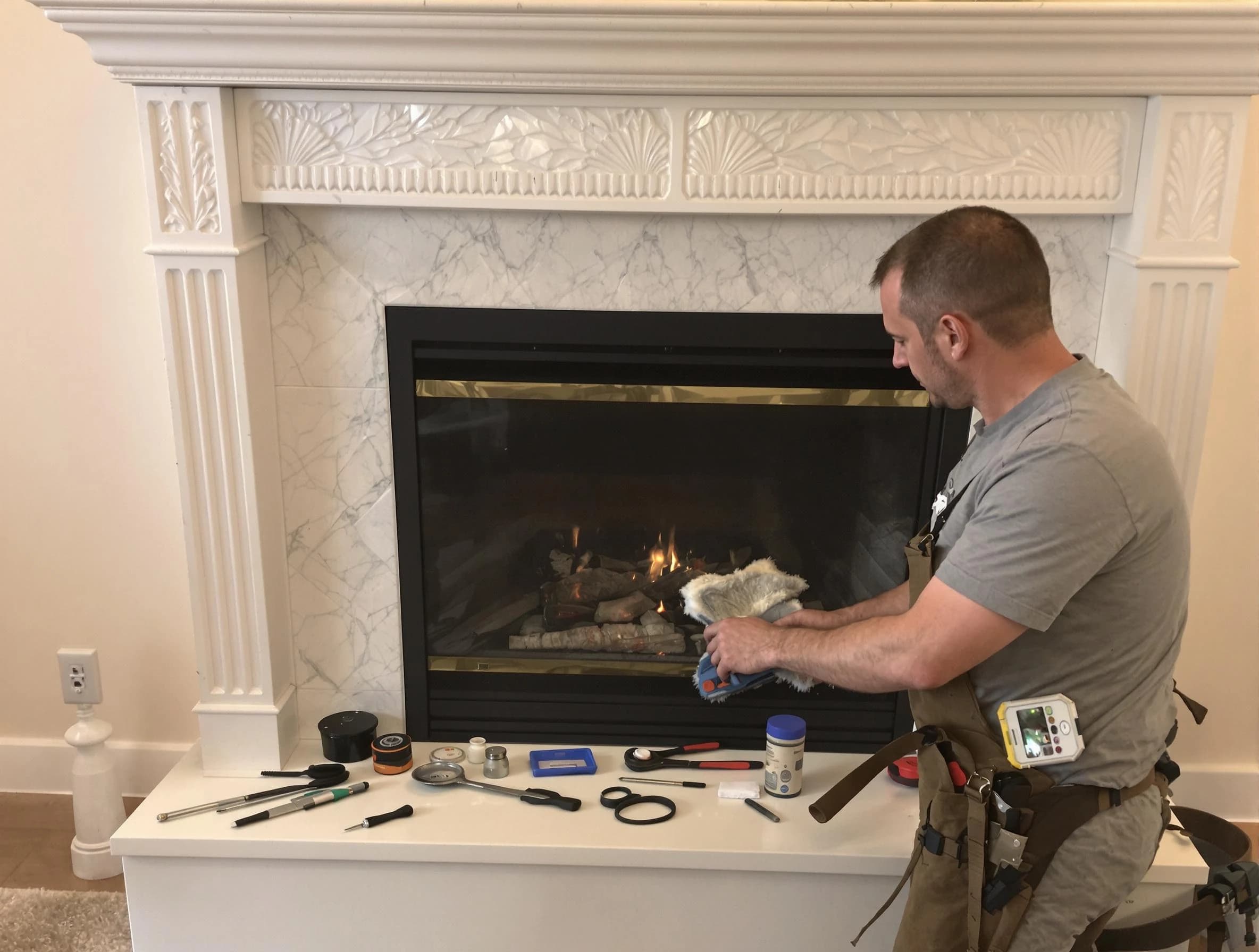Centerville Chimney Sweep performing fireplace maintenance in Centerville, TN