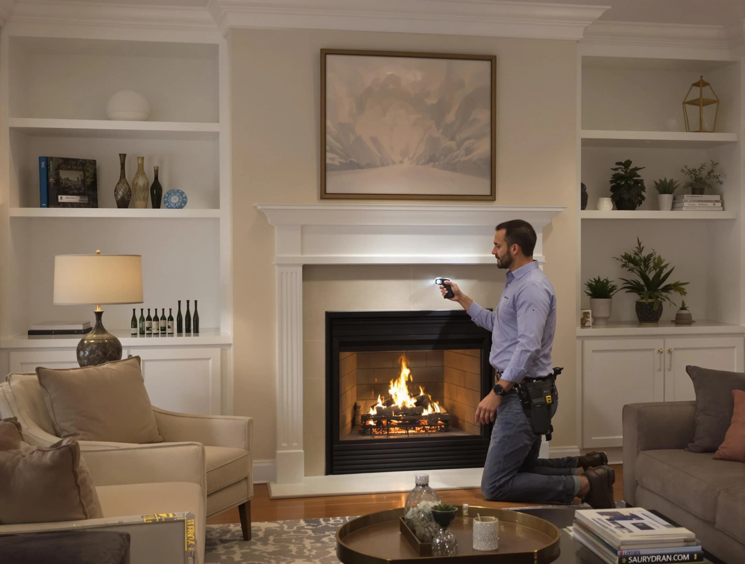 Centerville Chimney Sweep conducting a fireplace safety inspection in Centerville, TN