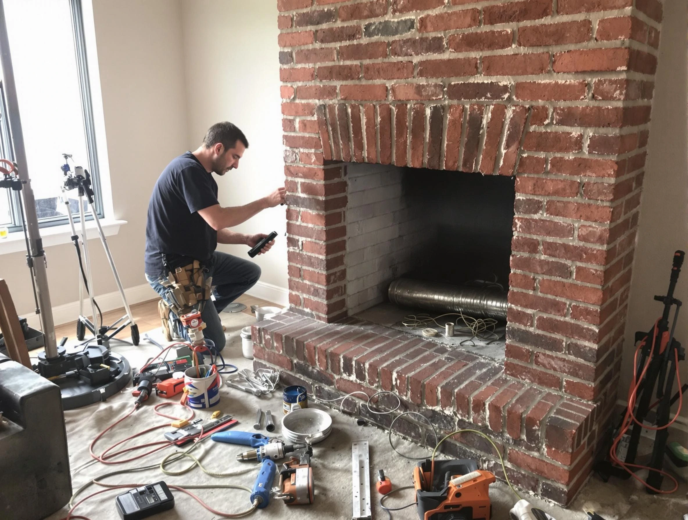 Centerville Chimney Sweep specialist finalizing chimney liner service in Centerville, TN