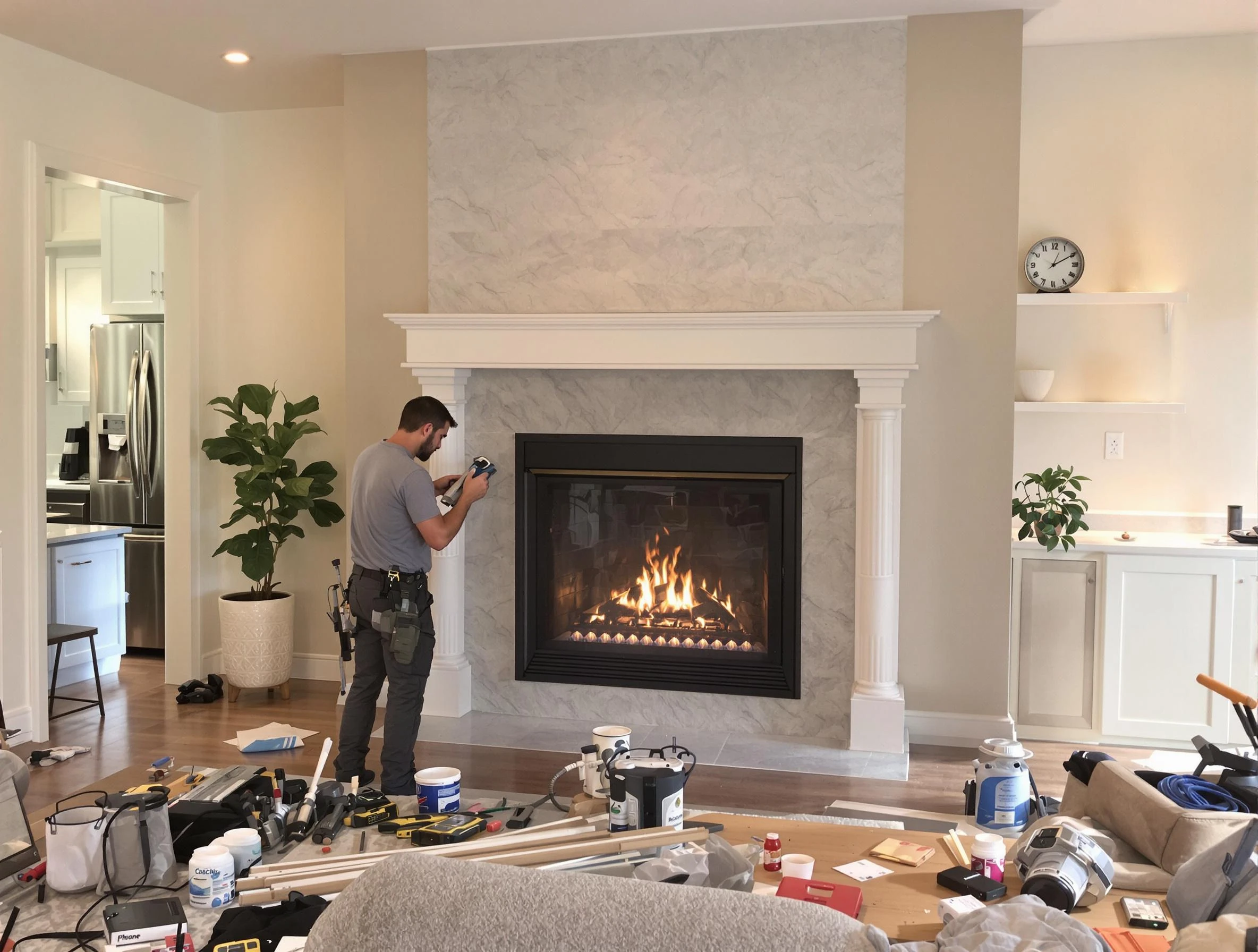 Newly installed fireplace by Centerville Chimney Sweep in Centerville, TN